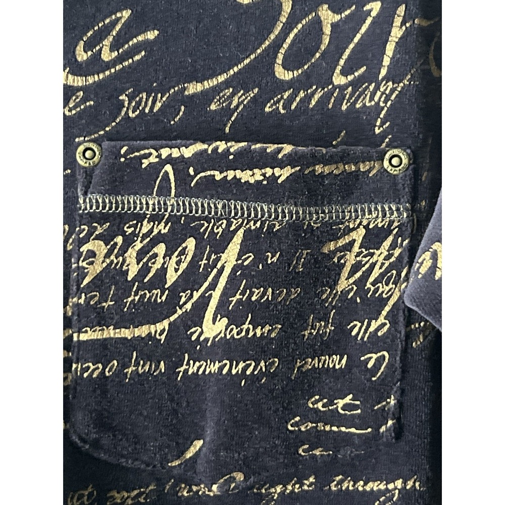 Carole Little Vintage Velvet Script Long Sleeve Button Down Shirt Size S - Picture 5 of 8